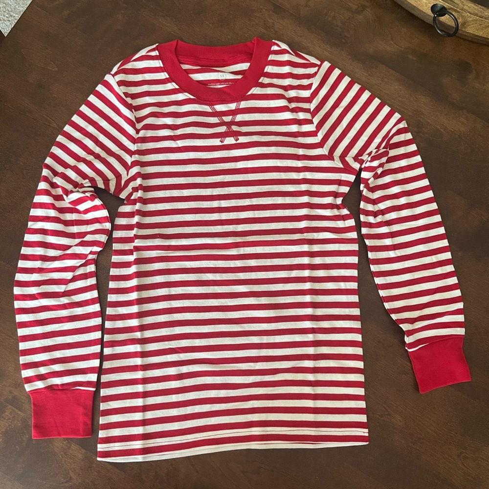 Hanna Andersson Women’s Red and White Stripe Long-John Pajama Top